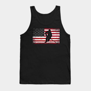 Hockey American Flag 4th of July Patriotic USA Dad Men Son Tank Top